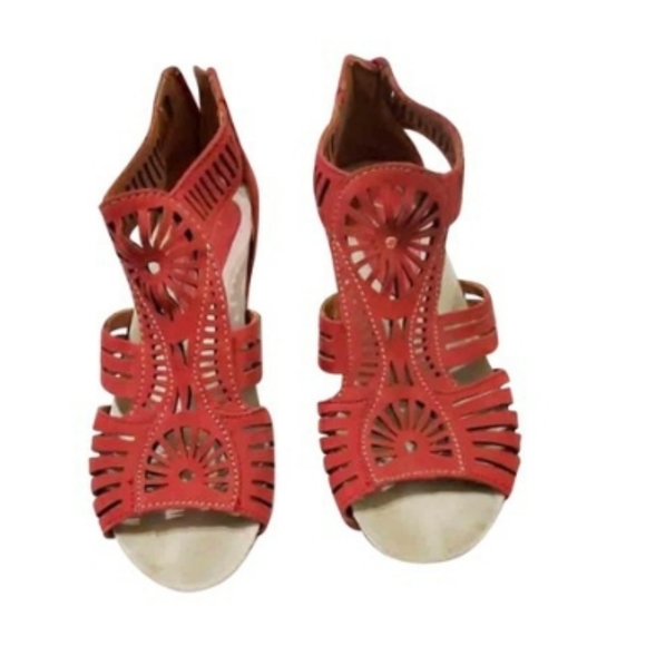 Earthies Shoes - Earthics Red Leather Women Wedge Heels 8 B